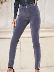 Sosandar Grey Tall Velvet Skinny Jeans - Image 2 of 5