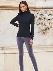 Sosandar Grey Tall Velvet Skinny Jeans - Image 3 of 5