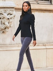 Sosandar Grey Tall Velvet Skinny Jeans - Image 4 of 5