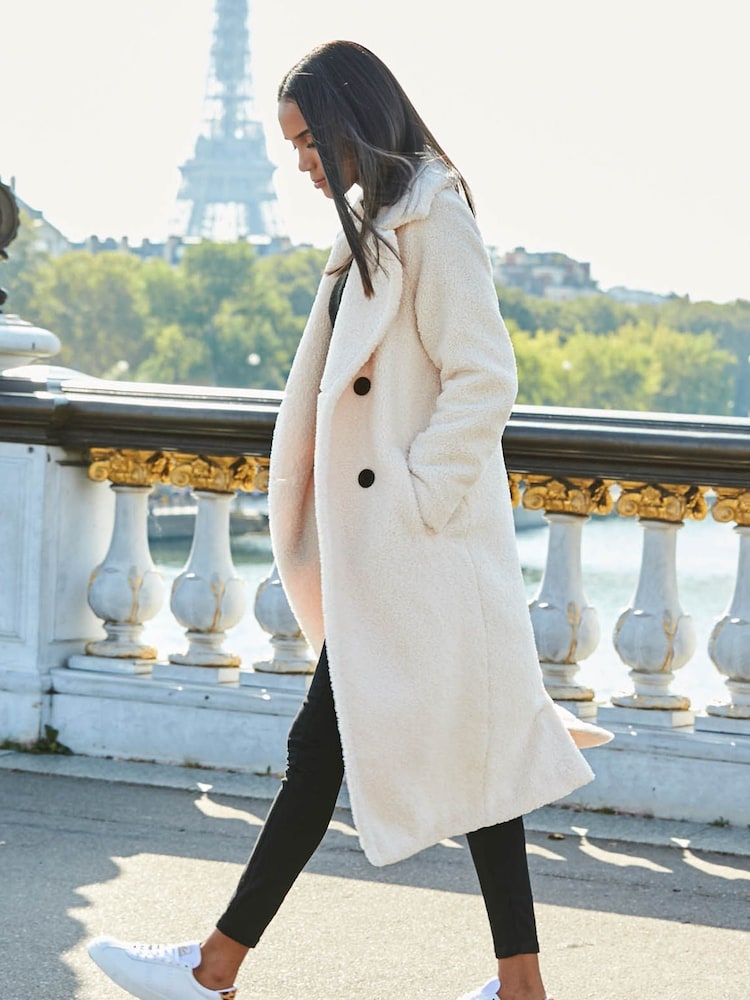Sosandar Cream Borg Coat - Image 2 of 5