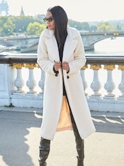 Sosandar Cream Borg Coat - Image 3 of 5