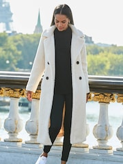 Sosandar Cream Borg Coat - Image 5 of 5