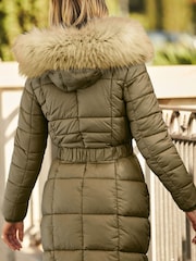 Sosandar Green Quilted Longline Coat - Image 3 of 4