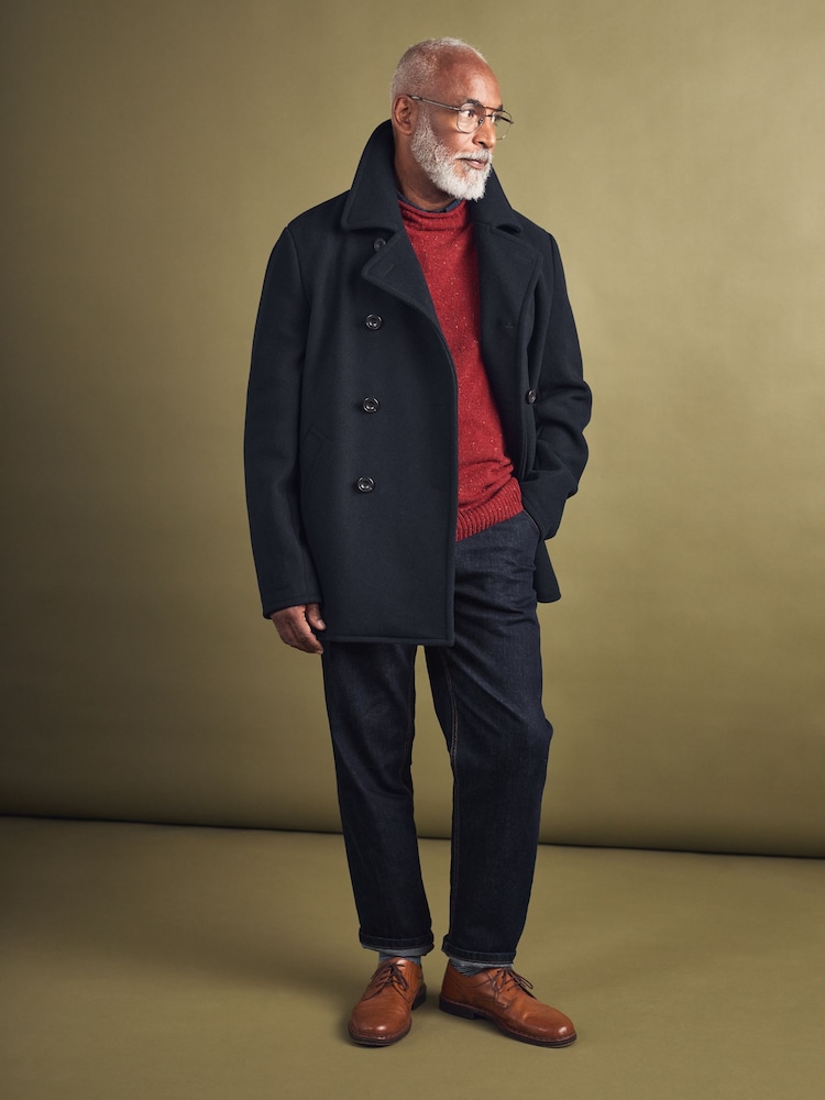Seasalt Cornwall Blue Channel Wool Blend Coat - Image 1 of 9