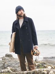 Seasalt Cornwall Blue Channel Wool Blend Coat - Image 2 of 9