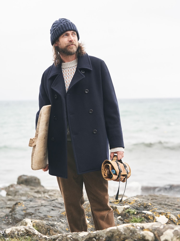 Seasalt Cornwall Blue Channel Wool Blend Coat - Image 2 of 9