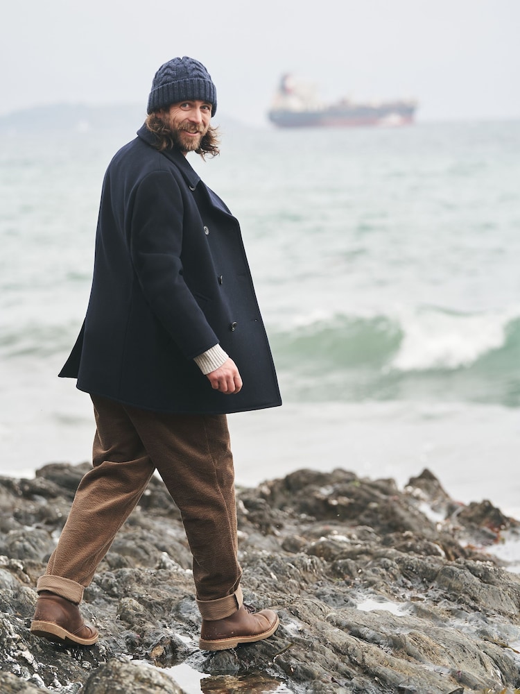Seasalt Cornwall Blue Channel Wool Blend Coat - Image 3 of 9