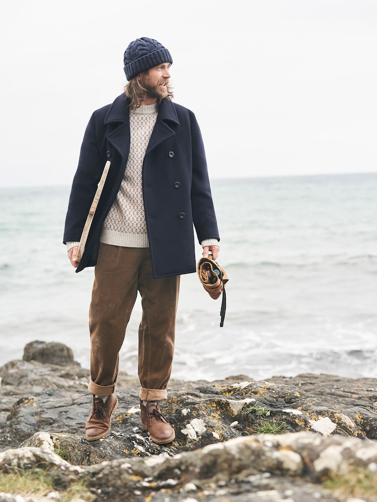 Seasalt Cornwall Blue Channel Wool Blend Coat - Image 4 of 9
