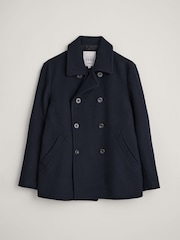 Seasalt Cornwall Blue Channel Wool Blend Coat - Image 8 of 9