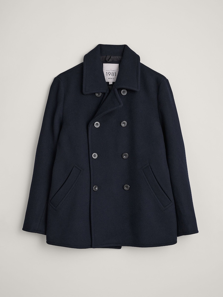 Seasalt Cornwall Blue Channel Wool Blend Coat - Image 8 of 9