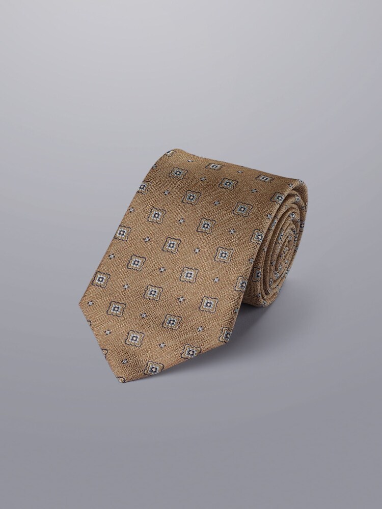 Charles Tyrwhitt Natural Silk Stain Resistant Pattern Tie - Image 1 of 2