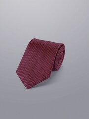 Charles Tyrwhitt Red Semi Plain Silk Stain Resistant Pattern Tie - Image 1 of 2