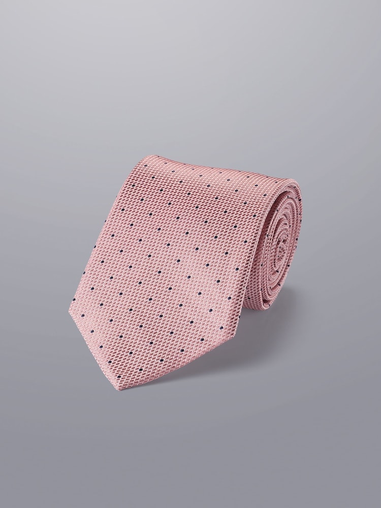 Charles Tyrwhitt Pink Spot Silk Stain Resistant Tie - Image 1 of 2