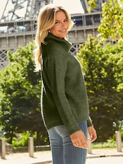 Sosandar Green Roll Neck Knitted Jumper - Image 3 of 5