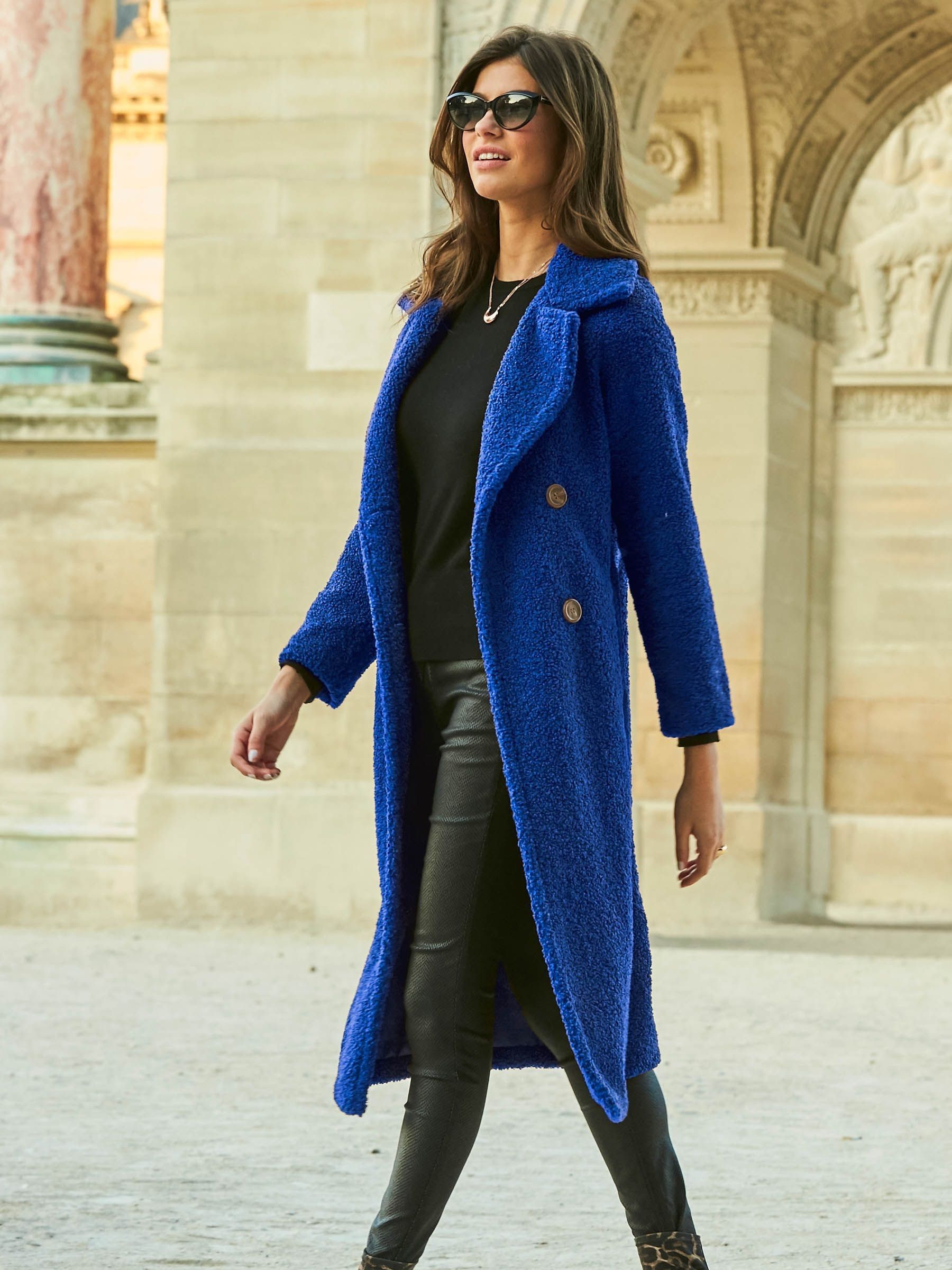 サイズXL BLUEBLUE ブルーブルー 裏地総ボア 圧縮ニット Pコート 黒 サイズXL BLUEBLUE ブルーブルー 裏地総ボア 圧縮ニット Pコート 黒