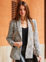 Sosandar Grey Formal Boucle Blazer - Image 1 of 5