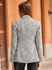 Sosandar Grey Formal Boucle Blazer - Image 3 of 5