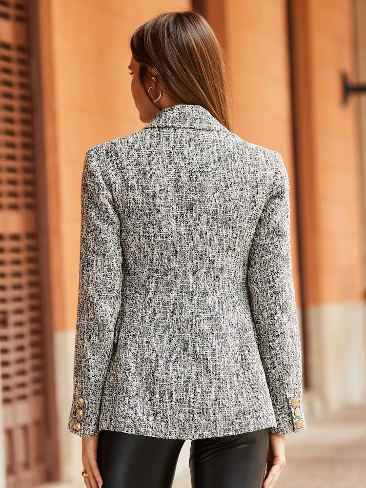 Sosandar Grey Formal Boucle Blazer - Image 3 of 5