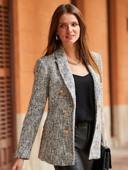 Sosandar Grey Formal Boucle Blazer - Image 4 of 5
