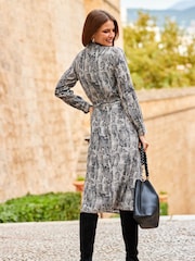 Sosandar Grey Printed Belted Shirt Dress - Image 2 of 4