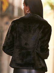 Sosandar Black Faux Fur Pu Trim Jacket - Image 2 of 5