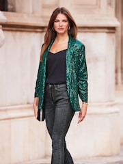 Sosandar Green Sequin Blazer - Image 4 of 5