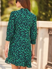 Sosandar Dark Green Ruffle Detail Shift Dress - Image 2 of 4