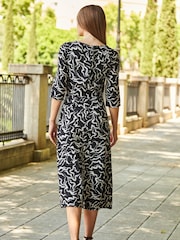 Sosandar com decote vazado abstrata Print Midi Dress - Imagem 2 de 4