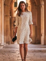 Sosandar White Ruffle Hem Shift Dress - Image 1 of 4