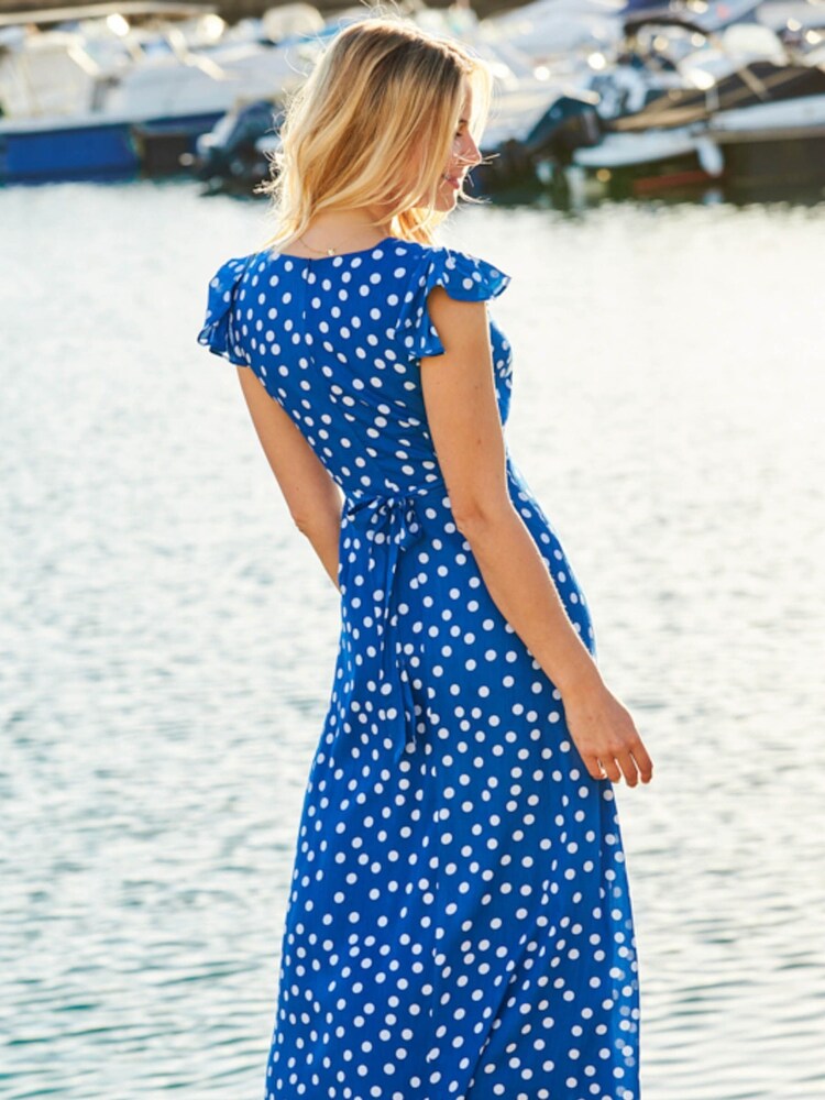 Sosandar Blue V-Neck Midi Dress - Image 2 of 5