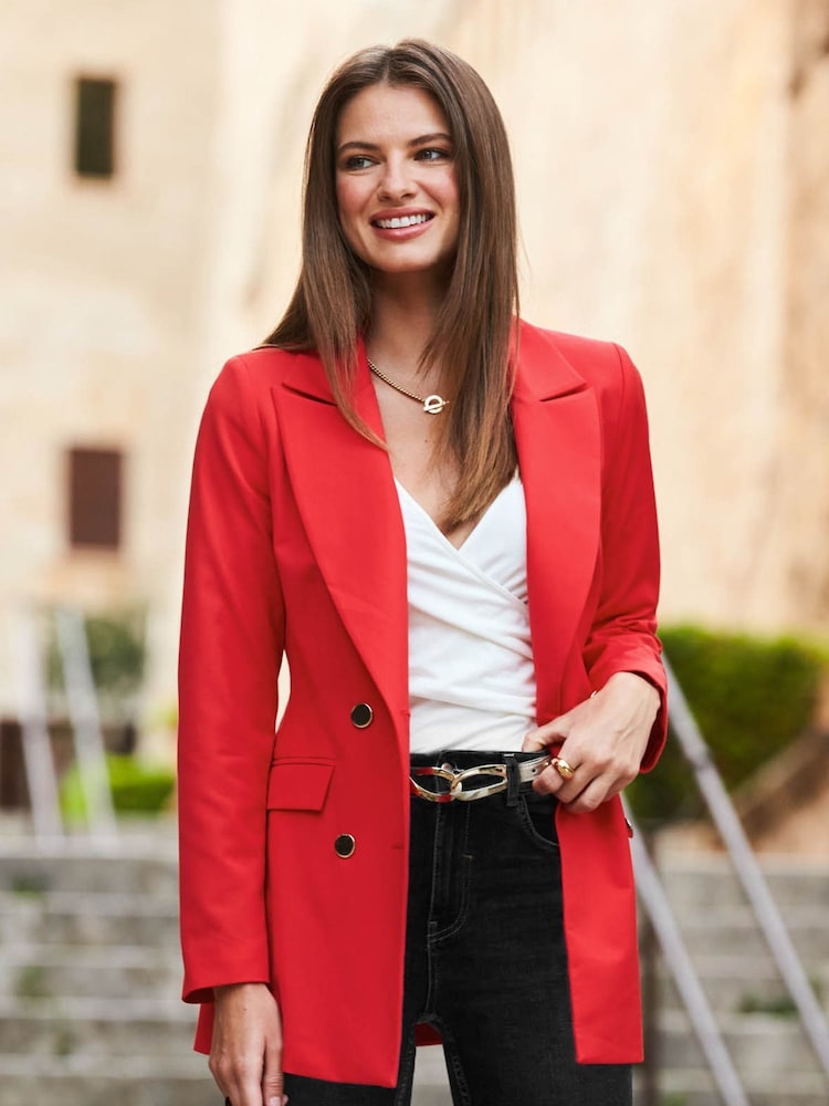 Sosandar Red Double Breasted Blazer - Image 1 of 5