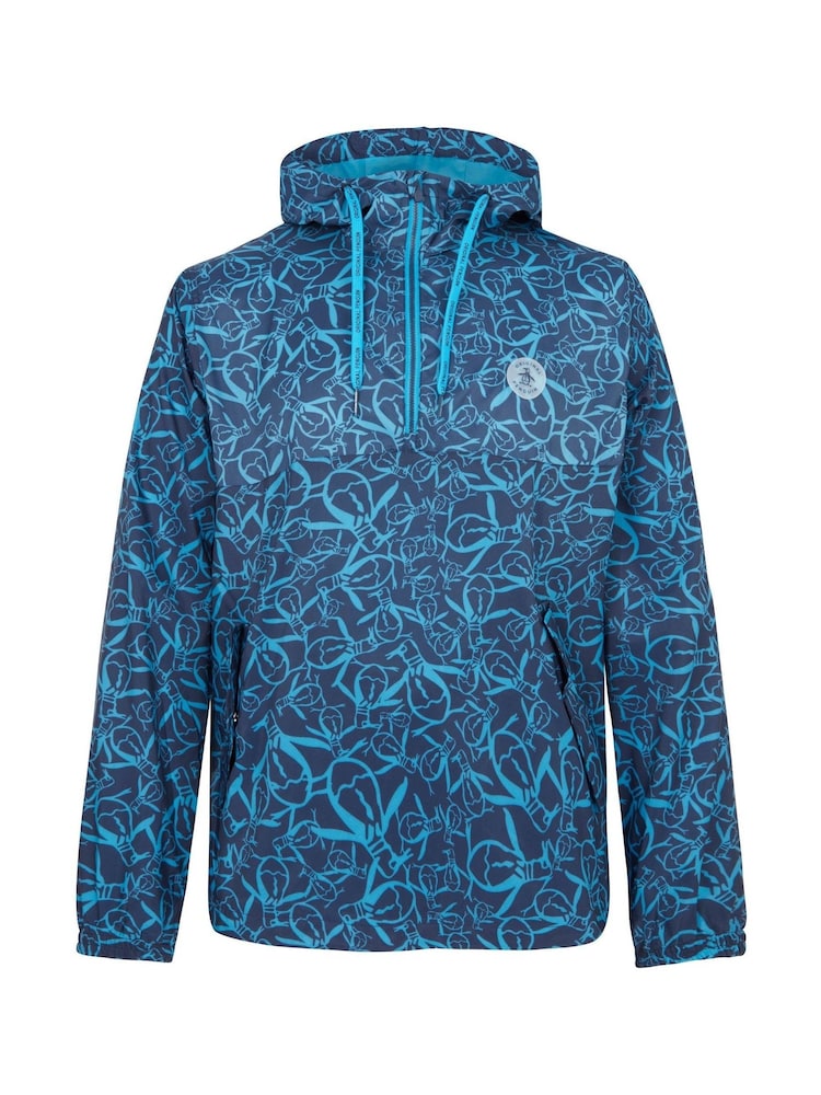 Original Penguin Golf Mens Blue Quarter Zip Trademark Printed Wind Jacket - Image 1 of 2