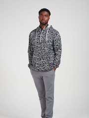 Original Penguin Golf Mens Quarter Zip Trademark Printed Black Wind Jacket - Image 1 of 3