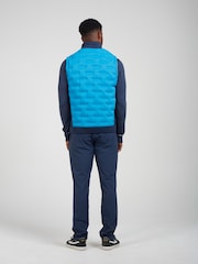 Original Penguin Golf Mens Blue Insulated Mixed Media 80s Primalot Block Vest - Image 2 of 5