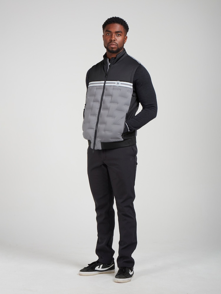 Original Penguin Golf Mens Insulated Mixed Media 80s Primalot Block Black Vest - Image 1 of 5
