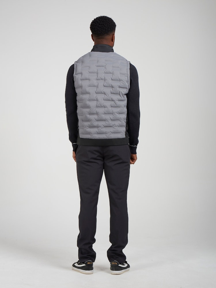 Original Penguin Golf Mens Insulated Mixed Media 80s Primalot Block Black Vest - Image 2 of 5