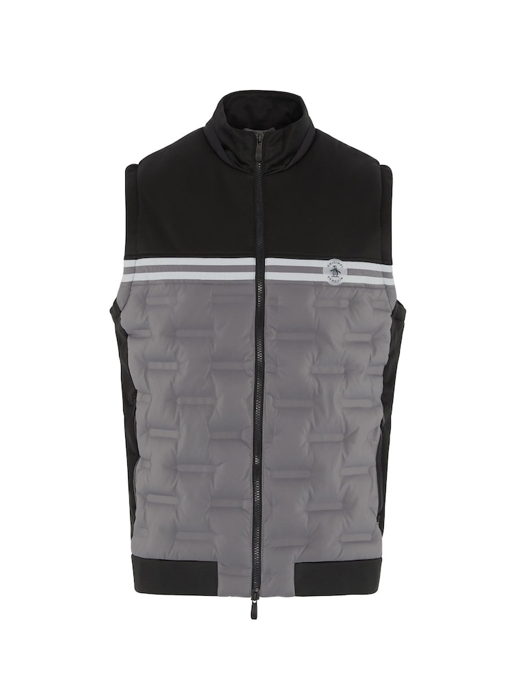 Original Penguin Golf Mens Insulated Mixed Media 80s Primalot Block чорний жилет - Image 4 of 5