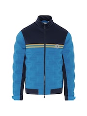 Original Penguin Golf Mens Blue Insulated Mixed Media 80s Primalot Bomber Jacket - Image 1 of 2