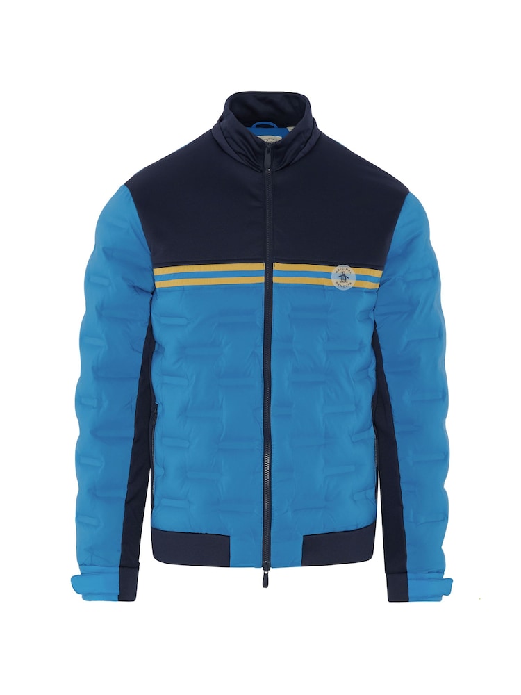 Original Penguin Golf Mens Blue Insulated Mixed Media 80s Primalot Bomber Jacket - Image 1 of 2