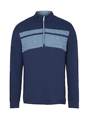 Original Penguin Golf Mens Blue Lightweight 1/4 zip Heritage Block Pullover Jacket - Image 1 of 2