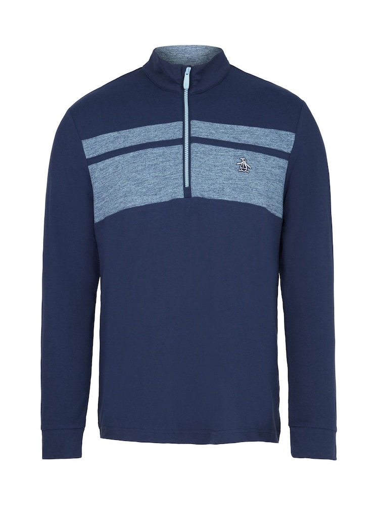 Original Penguin Golf Mens Blue Lightweight 1/4 zip Heritage Block Pullover Jacket - Image 1 of 2