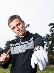 Original Penguin Golf Mens Lightweight Quarter Zip Heritage Block Pullover Black Jacket - Image 4 of 7
