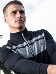 Original Penguin Golf Mens Lightweight Quarter Zip Heritage Block Pullover Black Jacket - Image 5 of 7
