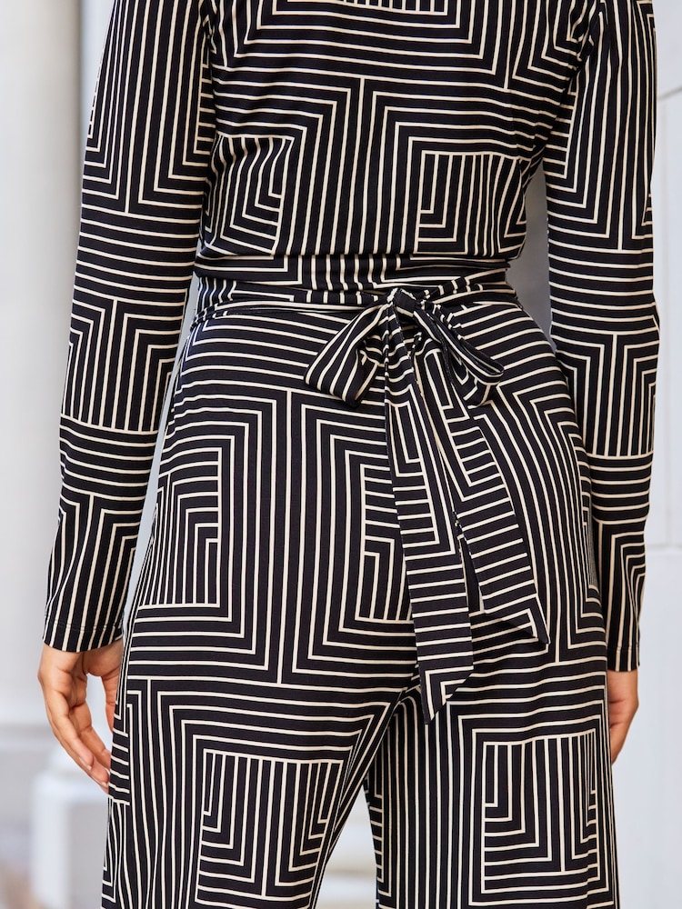 Sosandar Blue Wrap Front Wide Leg Jumpsuit - Image 5 of 5