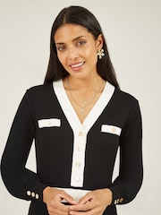 Yumi Black Knitted Shirt Dress With Contrast Detail - Image 3 of 5