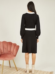 Yumi Black Knitted Shirt Dress With Contrast Detail - Image 4 of 5
