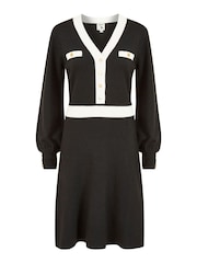 Yumi Black Knitted Shirt Dress With Contrast Detail - Image 5 of 5