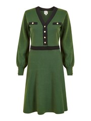 Yumi Green Knitted Shirt Dress With Contrast Detail - Image 5 of 5