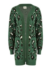 Yumi Green Long Animal Print Intarsia Knit Cardigan - Image 4 of 4