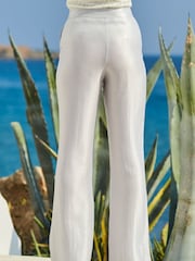Sosandar Silver Shimmer Metallic Flare Trousers - Image 3 of 5